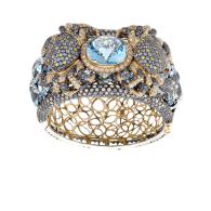 ZORAB-blue sapphire-red sapphire-blue topaz-white diamonds-yellow diamonds, palladium-gold