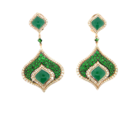 ZORAB -earings-chalcedony-demantoids garnets-diamonds