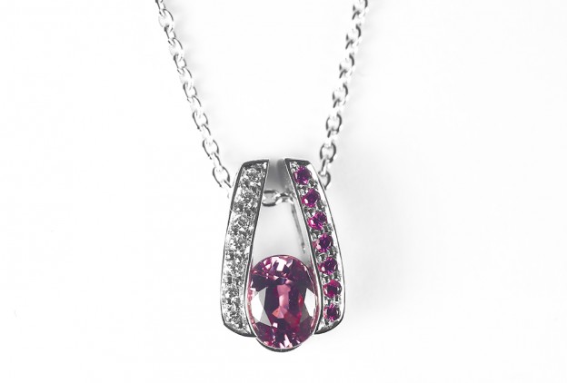 pendentif-rhodolites-diamants-création Laurent SIKIRDJI
