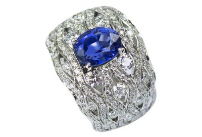 3 ct Mogok Saphir - Sapphire - Platinum - 200 diamonds for 2ct.