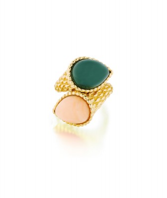 #BOUCHEREON #Bague #Chrysoprase #Corai #'Serpent Bohème' #Chrysoprase #Coral #Ring