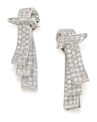 #BOUCHERON #Art Deco #Diamond #Platinum #Gold #Clips #Diamant #Or #Platine #Circa 1920