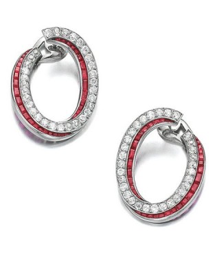 #BOUCHERON #Earrings #diamonds #rubies #boucles d'oreilles #diamants #rubis