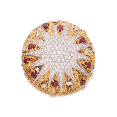 #BOUCHERON #Gold #Ruby #Diamond #Pendant #Brooch #Or #Rubis #Diamant #Pendentif