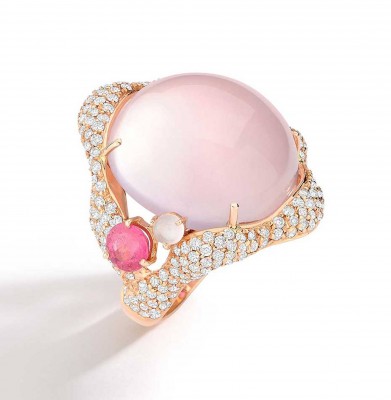 #BRUMANI #Baobab Rose collection #ring #diamonds #bague Baobab #diamants #tourmaline rose, quartz rose