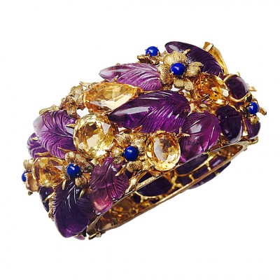 BUCCELLATI-Citrine-Améthyste-Lapis-Or-Bracelet