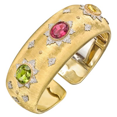 BUCCELLATI-multicolored-gemstone-cuff-bracelet