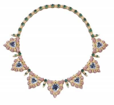 #BUCCELLATI #or jaune #émeraudes #saphirs roses #aigues-marines #Gold #emeralds #pink sapphires #Aquamarine #1992