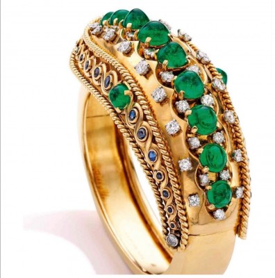 #CARTIER #1950s #bracelet #gold #or #Emerald #Emeraude #Sapphire #Saphir #Diamond #Diamant