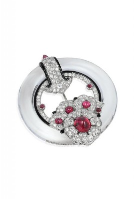 #CARTIER #Art Deco #Enamel #Rock Crystal #Ruby #Diamond #Brooch #Email #Cristal de Roche #Rubis