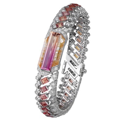 #CARTIER #Bracelet Magnitude #or blanc #topaze impériale bicolore #saphirs #quartz rutile #diamants
