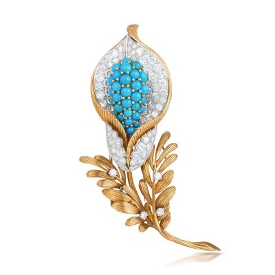 #CARTIER #Brooch #Turquoise #Diamond