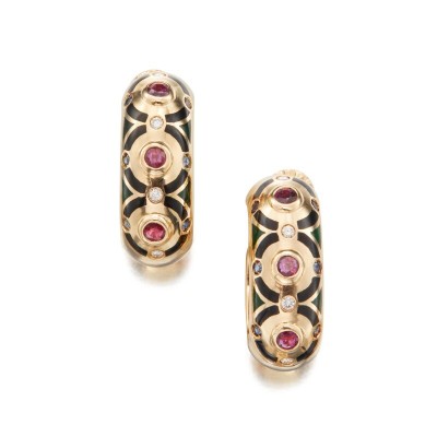 #CARTIER #Diamond #Gem-Set #Enamel #Earclips #diamant #email #gemmes #diamants
