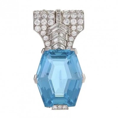 #CARTIER #Diamonds #Diamants #Aquamarine #aigue marine #platinum #platine #Brooch #broche