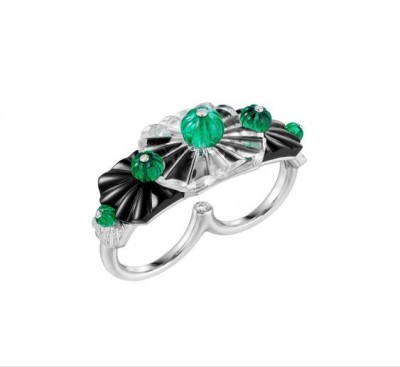 #CARTIER #Double ring #emerald beads #rock crystal #onyx #diamonds #6èmeSENS #2021 #HighJewelry #Diamond