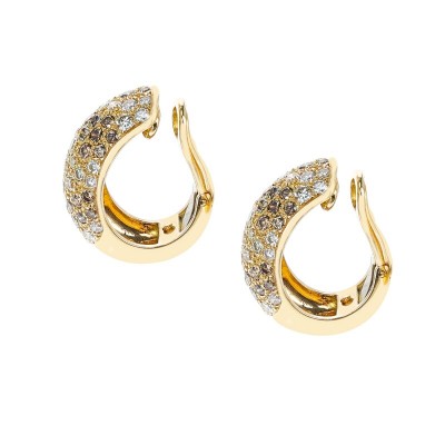 #CARTIER #Gold #Colored Diamond #diamant #Bombé Earclips #Boucles d'oreilles