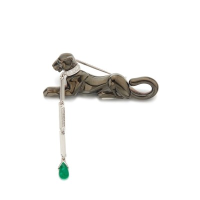 #CARTIER #Gold #Emerald #Diamond #'Panthère' Brooch