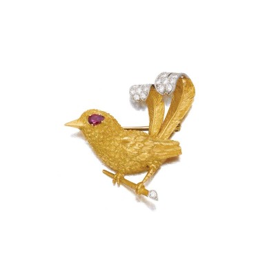 #CARTIER #Gold #Ruby #Diamond #Brooch #Or #Rubis #Diamant #Broche