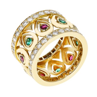 #CARTIER #Gold #Ruby #Emerald #Diamond #Band Ring #Or #Rubis #Emeraude #Diamant #Bague