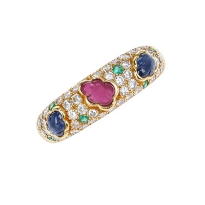 #CARTIER #Gold #Ruby #Emerald #Sapphire #Diamond #Tutti Frutti Band Ring #Or #Rubis #Emeraude #Saphir #Diamant