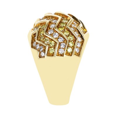 #CARTIER #Gold #Yellow Diamond #White Diamond #Chevron Bombé Ring #Or #Diamant jaune #diamant blanc #Bague