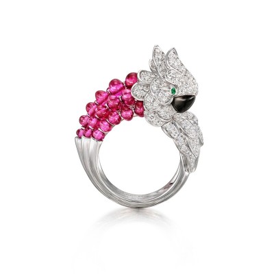 #CARTIER #'Les Oiseaux Libérés' #Diamond #Ruby #Mother-of-pearl #emerald #Ring #卡地亞 #鑽石 及 紅寶石 配 貝母 及 祖母綠 戒指 #Diamant #Rubis #Emeraude #Nacre #Bague