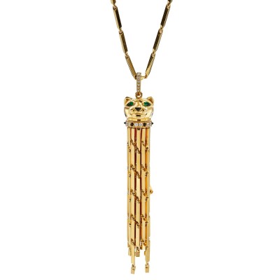 #CARTIER #'Panthère' #Emerald #Onyx #Enamel #Diamond #Pendent Necklace #émeraude #diamant #émail