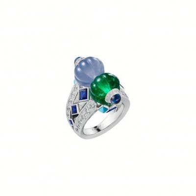 #CARTIER #Ring #white gold #chalcedonie #emerald #sapphire #onyx #turquoise #diamonds #6èmeSENS #2021 #HighJewelry #Diamond