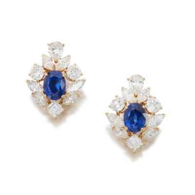 #CARTIER #Sapphire #Diamond #Earclips #Saphir #Diamant #Boucles d'oreilles