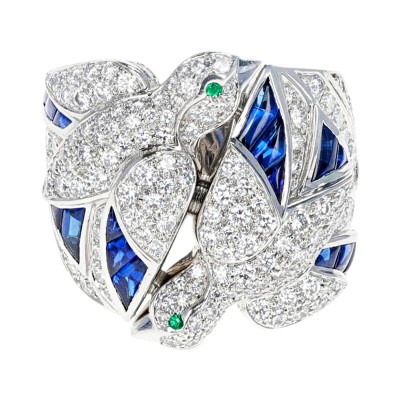#CARTIER #White Gold #Diamond #Emerald #Sapphire #Les Oiseaux Libérés #Band Ring #Or blanc #Emeraude #Saphir #bague #high_jewelry #haute_joaillerie