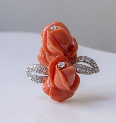 #CARTIER #circa 1950 #Coral #Corail #Diamaond #diamant #Brooch #Broche