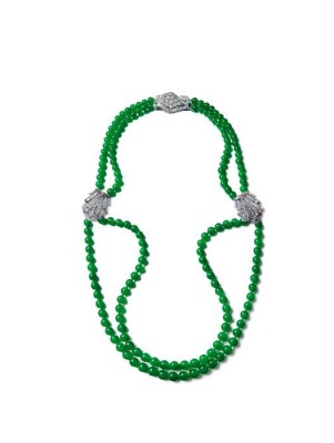 CARTIER-double strand jadeite bead necklace, sold $2,747, 000-POLY Auction HK 2016 April