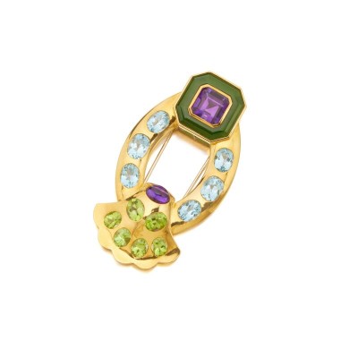 #CHANEL #Gold #Jade Nephrite #Peridot #Amethsyte #Aigue Marine # Brooch #jewelry #joaillerie