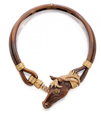 #CHAUMET #Bronze, Gold, Diamond and Emerald Necklace, France