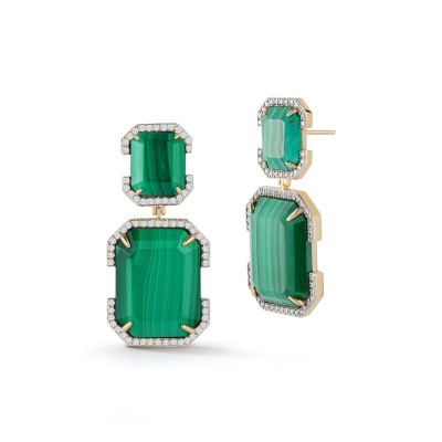 #CHAUMET #Gold #Diamond #Malachite #Earrings #or #diamant #boucles d'oreilles