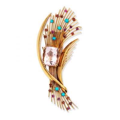#CHAUMET # Morganite #turquoise cabochons #Brooch