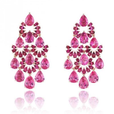 #CHOPARD #Earrings #18k rose gold #Pink sapphires #Rubellites #2016 #Red Carpet collection