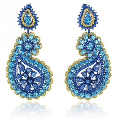 #CHOPARD #Earrings #18k white gold #Tanzanite #Sapphire #Blue Topaz #2016 #Red Carpet collection