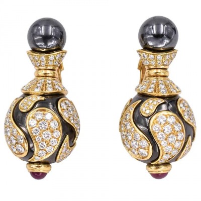 #CHOPARD #earrings #boucles d'oreilles #diamonds #diamants #hematite