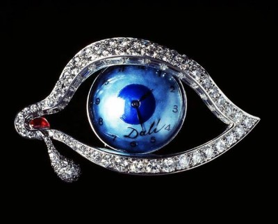 #DALI #'TheEyeOfTime'#1949 #BlueEnamel #Diamonds #Platinum #CabochonRuby