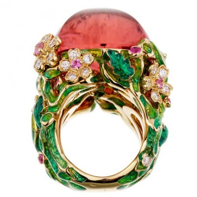 #DIOR #Christian Dior #Diorella #Rubellite #Diamond #Yellow Gold #Cocktail Ring #diamant #Or jaune