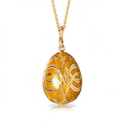 FABERGE-Palais Gatchina Peach Pendant-diamonds-peach guilloché enamel
