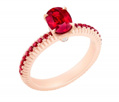 #FABERGE #Ring #Mozambican ruby #pavé-set rubies #18 karat fluted rose gold