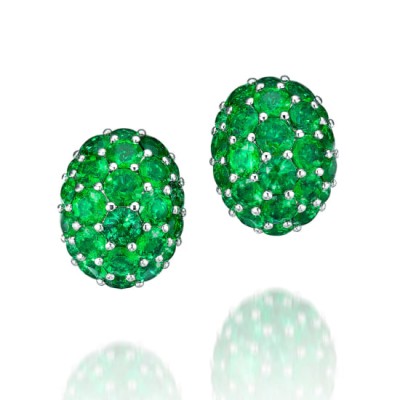 #GRAAF #Emerald #Diamond #'Bombe' Earrings #Emeraude #Diamant