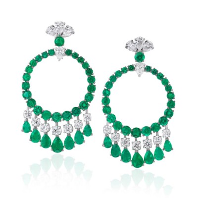 #GRAAF # Emerald #Diamond #White Gold #'Gypsy' Earrings #Emeraude #Diamant #Boucles d'oreilles
