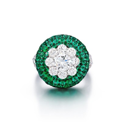 #GRAAF #emerald #diamond #'Cluster Halo' #Ring #diamant #emeraude #bague #格拉夫 #鑽石 配 祖母綠 戒指