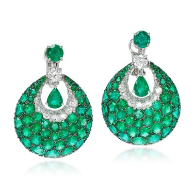 #GRAAF #emerald #diamond #earrings #'Bombé Classic' #Emeraude #Diamant #Boucles d'oreilles