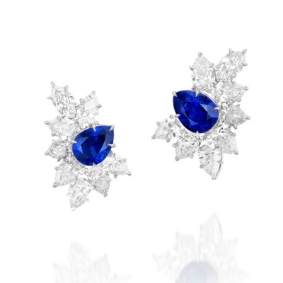 #HARRY WINSTON #Sapphire #Diamond #Earrings #Saphir #diamant #boucles d'oreilles
