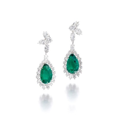 #HARRY WINSTON # emerald #diamond #pendent ear clips #émeraude #diamant
