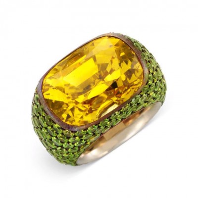 HEMMERLE-28.36ct-yelleow sapphire-demantoid garnets